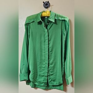 3.1 Phillip Lim for Target Kelly Green Button Down w/ Fold Over Shoulder Detail